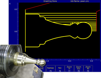 CNC Lathe conversational programming software: INTERCON for lathes creates the G codes for you. Graph as you go.