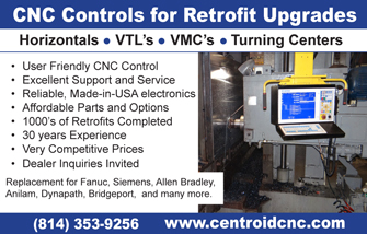 Centroid CNC retrofit ad in Manufacturing News