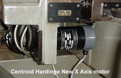 Hardinge CHNC X axis servo motor, new replacement servo motor shown.